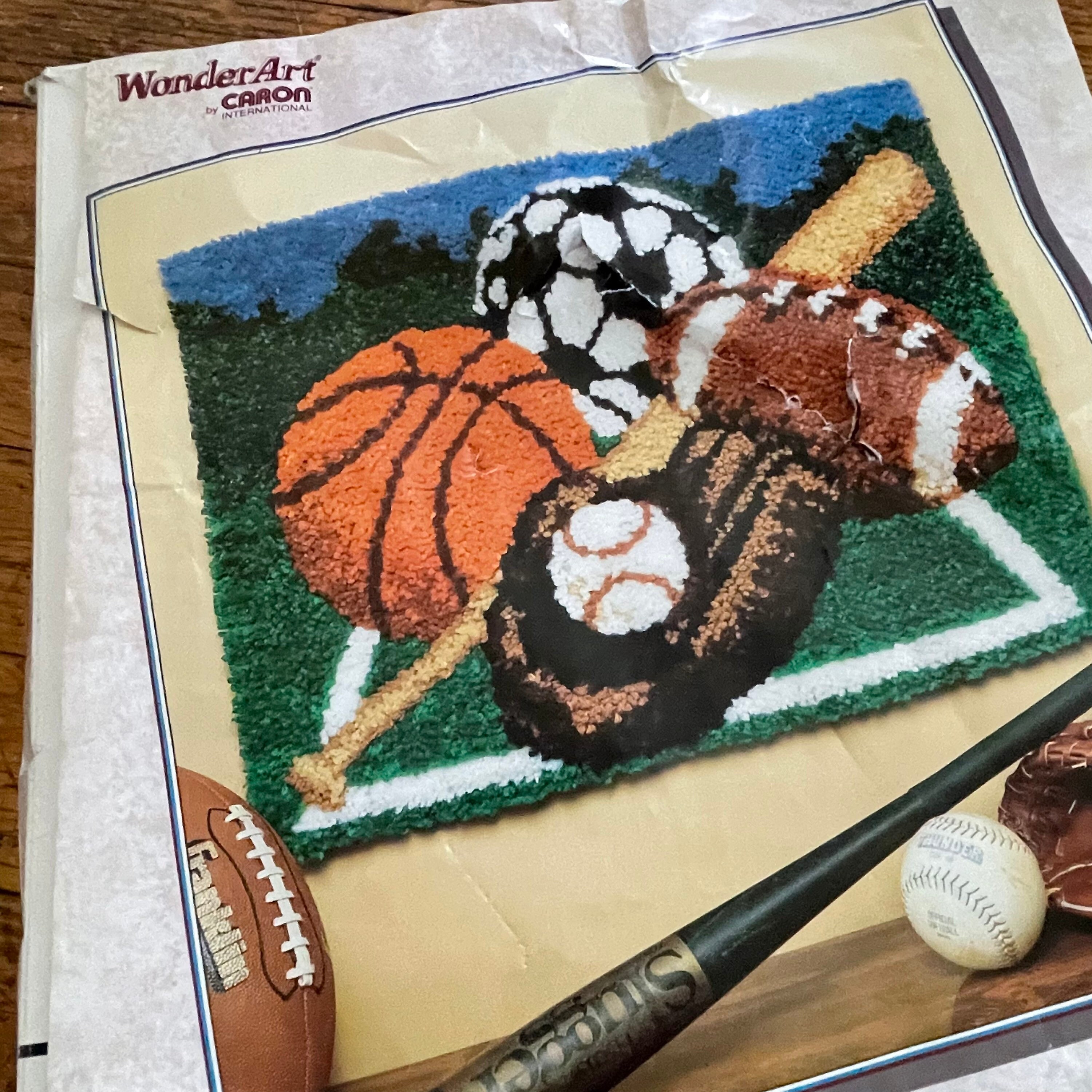 Sports Vintage Latch Hook Kit by WonderArt retro latch hook Etsy