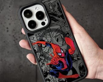 Etui na telefon SpiderMan, etui z superbohaterem iPhone 17 Pro Max z MagSafe, etui na telefon Spider Man z komiksem Samsung S24 FE S25 Ultra S23 S22 Plus Pixel