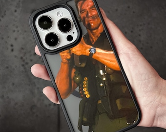 Arnold Kommando iPhone 16 Pro Max Hülle, Сover für Männer Lustige 80er Jahre Actionfilm Retro Held für iPhone 15 mit MagSafe Samsung S24 S25 FE