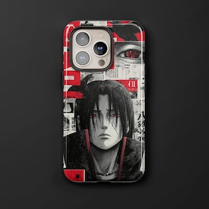 Red Eye Ninja iPhone-hoesje, Samurai Anime MagSafe-telefoonhoes voor iPhone 17 16 15 Pro Max, Japanse krijger Samsung S24 FE S25 Ultra Pixel