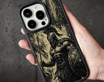 Green Spartan Warrior iPhone 17 Pro Max Case, Ancient Greek Gladiator Phone Cover for iPhone 16 with MagSafe Samsung S24 FE S25 Pixel