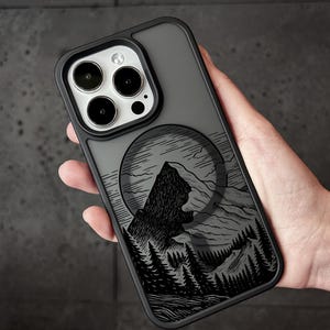 Mountain Wood iPhone 17 Pro Max Case, Nature Forest Cover for iPhone 16 with MagSafe, Minimalist Outdoor Phone Case S24 FE S25 Pixel