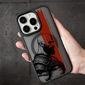 Kratos Norse Warrior iPhone 17 Pro Max-skal, God of War-stilskal för iPhone 16 med MagSafe, Gamer-mobilskal för Samsung S24 FE S25