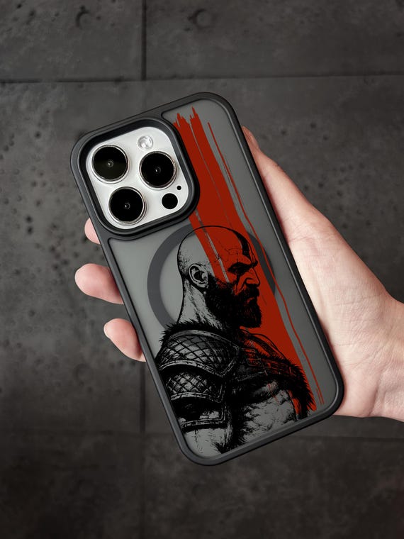 Kratos Norse Warrior iPhone 17 Pro Max Case, God of War Style Cover for iPhone 16 with MagSafe, Gamer Phone Case for Samsung S24 FE S25