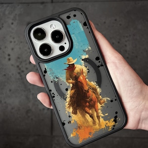 Cowboy Rider iPhone 16 Pro Max Case, Western Horseman Cover for iPhone 15 with MagSafe Samsung S24 FE S25 Ultra