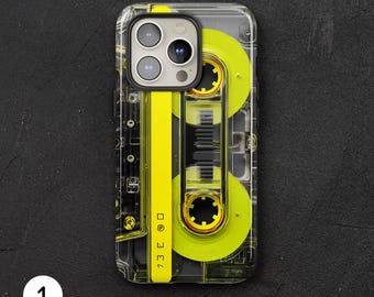 Retro Cassette Tape iPhone Case, Vintage Music MagSafe Phone Cover for iPhone 17 16 15 Pro Max, 80s Mixtape Design Samsung S24 S25 Ultra
