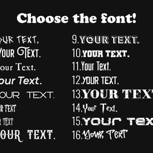 a selection of font options for customizing text, with each option represented by a different font style.