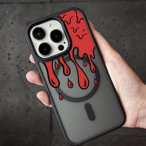 Funda para iPhone con diseño de goteo rojo, funda MagSafe con diseño sangriento para iPhone 17 16 15 Pro Max, diseño de terror con sangre para Samsung S24 FE S25 Ultra Pixel