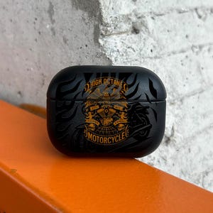 High Octane AirPods Case, Motorcycle Club AirPods Pro Eco Leather, Biker Engine Flame AirPods cover for AirPods 2 3 4 Pro/Pro 2