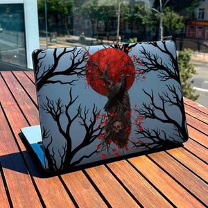 Goth Raven MacBook Air 13&quot; A2337 M1 M2 Case, Red Moon Tree Hard Cover MacBook Pro 13 M3 A2251, Dark Art MacBook 15 16.2 A2485