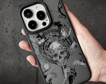 Funda gótica con calavera para iPhone 17 Pro Max, funda de arte oscuro y ocultista para iPhone 16 Samsung S25 S26 Ultra Pixel