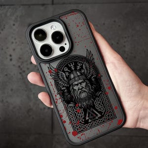 Odin Viking Runes iPhone 16 Pro Max Case, Norse God Phone Case for iPhone 15 with MagSafe, Nordic Myth iPhone Custom Case Samsung S24 FE S25