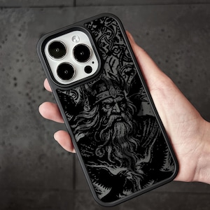 Odin Viking iPhone 16 Pro Max Case, Norse Warrior Phone Cover for iPhone 15 with MagSafe, Nordic God iPhone Custom Case Samsung S24 FE S25