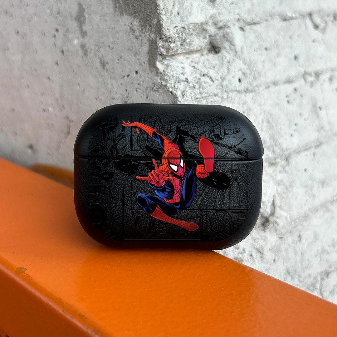Spiderman Airpods Case, Comic Superhero Airpods Pro Eco Leather