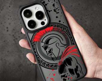 Spartan Skull iPhone Case, Greek Warrior MagSafe Phone Cover for iPhone 17 16 15 Pro Max, Ancient Sparta Samsung S25 S26