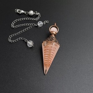Rose Quartz Crystal Pendulum Necklace – Hexagonal Reiki Pendant for Energy Healing & Spiritual Balance