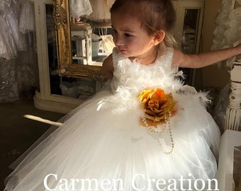 Princess Flower Girl Dress w/decoration