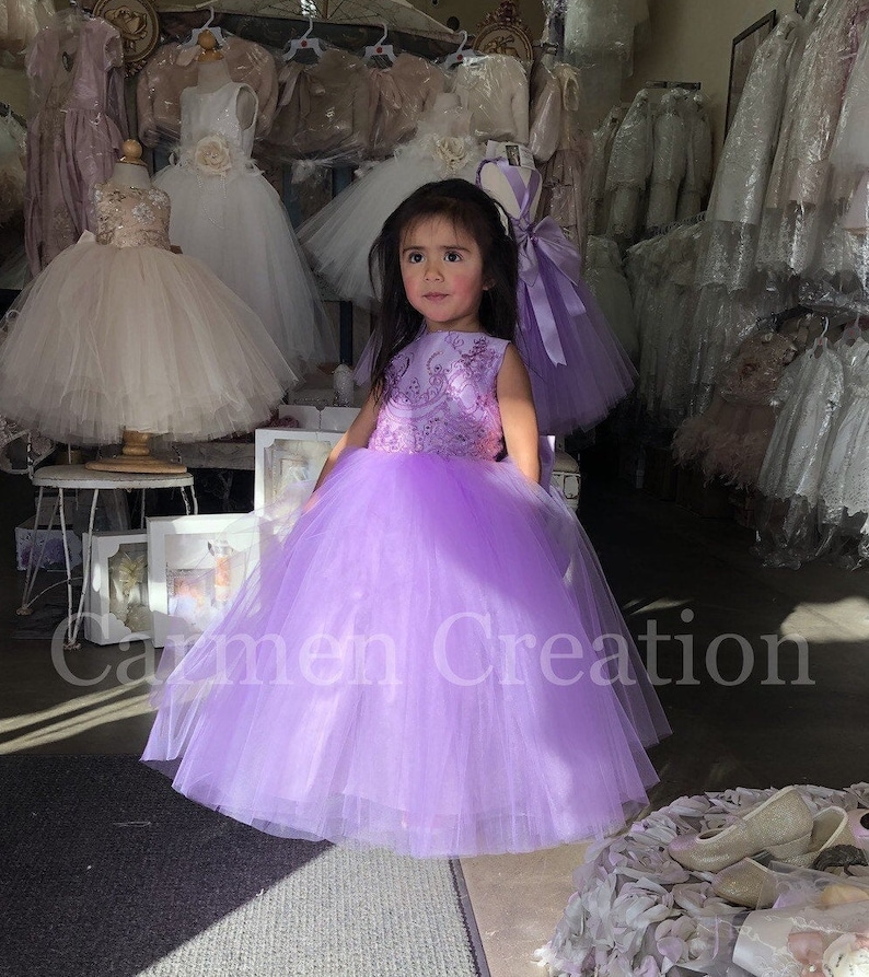 Mini Bride Flower Girl Dress LavenderLilac