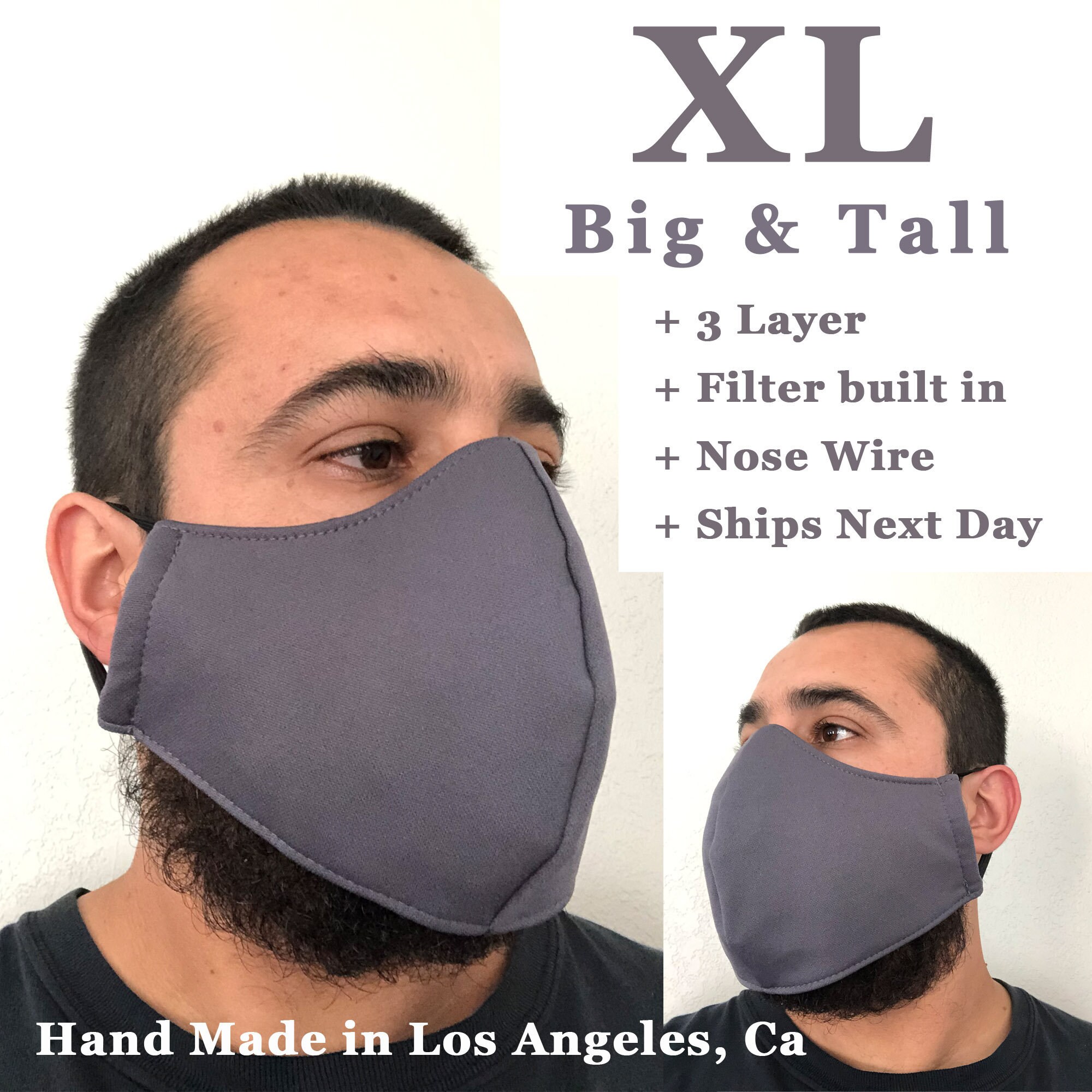 Extra Large Face Mask with Filter Layer. Nose Wire. Work Mask. Etsy