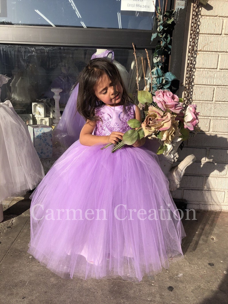 Mini Bride Flower Girl Dress LavenderLilac