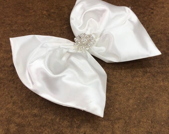 Satin Bow off white for flower girl dress