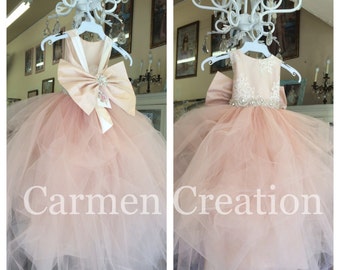 Mini Bride Flower Girl Dress Blush Pink