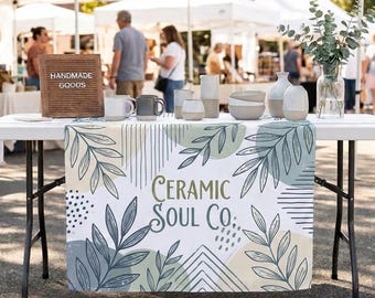 Custom Table Runner with Logo, Personalized Business Table Runner, Vendor Booth Display, Trade Show Banner, Craft Fair Farmers Market Sign