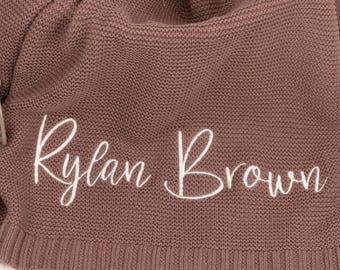 Embroidered Baby Blanket • Soft Cotton Name Blanket, Personalized Gift