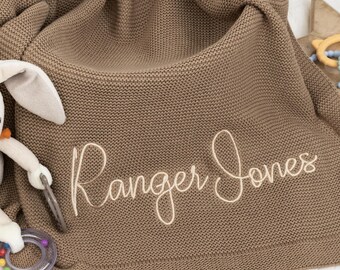 Embroidered Name Baby Blanket • Custom Name Newborn Gift