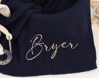 Custom Embroidered Name Blanket • Soft Cotton Baby Blanket