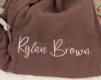 Embroidered Newborn Baby Cotton Blanket • Custom Newborn Gift
