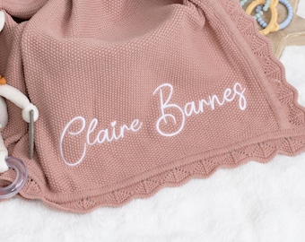 Embroidered Name Baby Blanket • Personalized Cotton Blanket