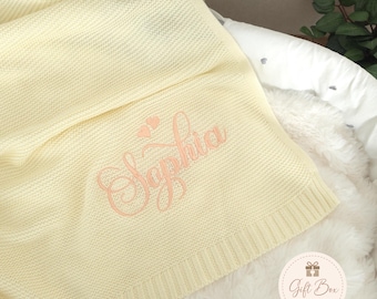Personalized Baby Blanket, Embroidered Newborn Gift, Custom Name, Cotton Nursery Keepsake, Soft Infant Monogram