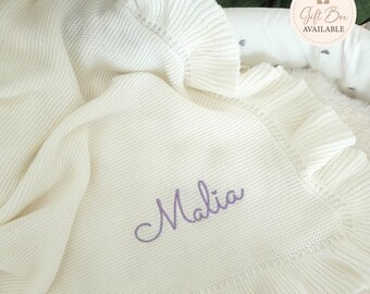Personalized Cotton Baby Blanket, Embrodered Blanket,  OEKO-TEX Certified