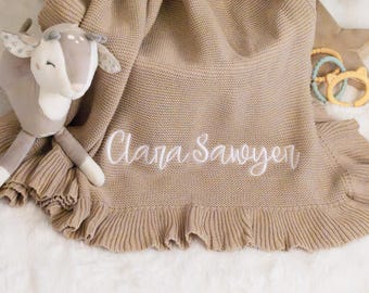 Embroidered Baby Name Blanket • Custom Blanket • Newborn Gift
