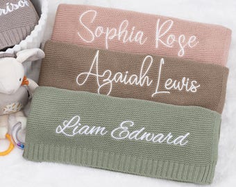 Embroidered Newborn Baby Cotton Blanket • Custom Newborn Gift