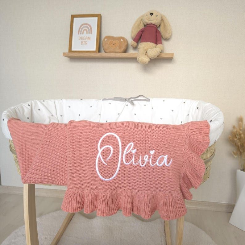 Embroidered Baby Blanket, 100% Cotton Baby Blanket, OEKO-TEX Standard Certified image 2