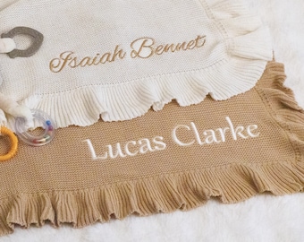 Baby Shower Gift, Embroidered Name Blanket, Personalized Cotton Blanket