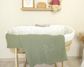 Personalized Baby Blanket with Embroidered Name, 100% Cotton Blanket, OEKO-TEX Standard Certified, Baby Shower Gift