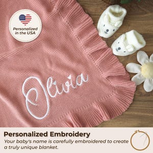 Embroidered Baby Blanket, 100% Cotton Baby Blanket, OEKO-TEX Standard Certified image 4