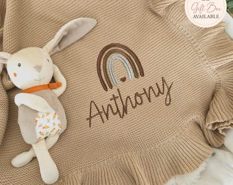 Personalized Baby Blanket, Embroidered Name Cotton Blanket, Custom Newborn Gift