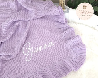 Personalized Embroidered Cotton Baby Blanket, Soft Keepsake Gift