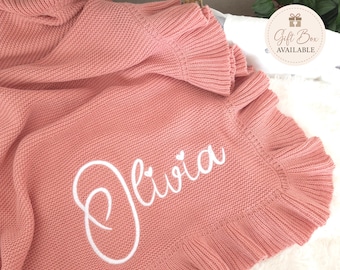 Personalized Embroidered Cotton Baby Blanket, OEKO-TEX Certified