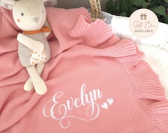 Embroidered Name Blanket, Baby Newborn Gift