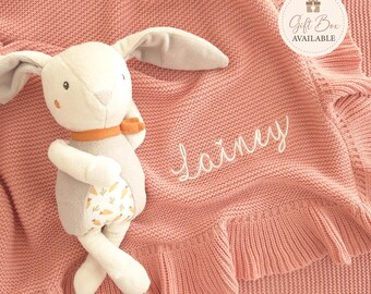 Embroidered Name Baby Blanket, Personalized 100% Cotton Blanket, OEKO-TEX Standard Certified, Baby Shower Gift