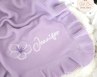 Custom Embroidered Baby Blanket • Personalized Cotton Newborn Gift