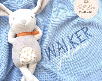 Personalized Baby Blanket with Embroidered Name | 100% Cotton | OEKO-TEX® Certified | Baby Shower Gift