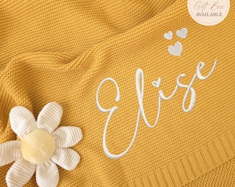 Embroidered Cotton Baby Blanket • Newborn Boy and Girl Baby Gift • OEKO-TEX Standard Certified
