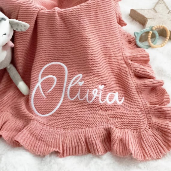 Embroidered Name Baby Blanket, Personalized 100% Cotton Blanket, OEKO-TEX Standard Certified