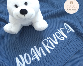 Embroidered Cotton Baby Blanket • Newborn Boy and Girl Baby Gift • OEKO-TEX Standard Certified